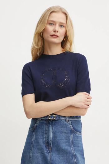 Sveter Twinset dámsky, tmavomodrá farba, tenký, 251TP3430