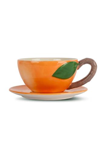 Šálka ​​s podšálkou Byon Peach 300 ml oranžová farba