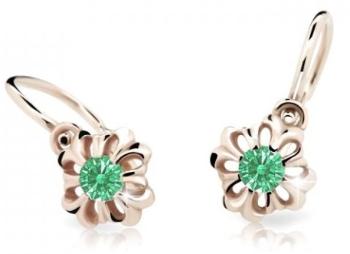 Cutie Jewellery Nežné detské náušnice z ružového zlata C2208-10-X-4 zelená