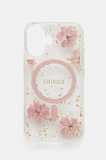 Puzdro na mobil Guess iPhone 16 6.1 ružová farba, GUHMP16SRBFGFGMP