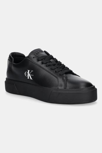 Tenisky Calvin Klein BASKET LACE UP LTH ML čierna farba, YW0YW01945