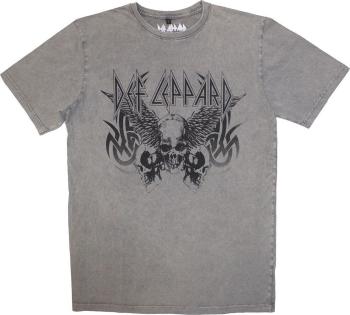 Def Leppard Tričko Tribal Skull Stone Wash Unisex Grey L