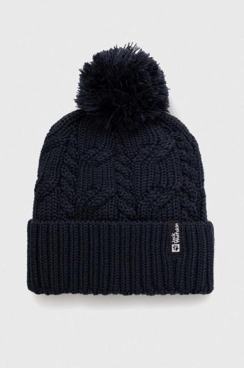 Čiapka Jack Wolfskin Pompom tmavomodrá farba, vlnená