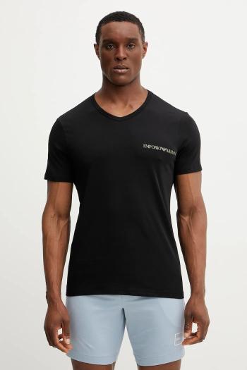 Tričko Emporio Armani Underwear 2-pak pánske, čierna farba, s potlačou, EM000392 AF10779
