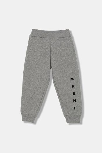 Detské tepláky Marni MP72U TROUSERS šedá farba, s potlačou, M01218