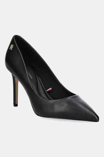 Kožené lodičky Tommy Hilfiger ESSENTIAL POINTED PUMP čierna farba, FW0FW07533