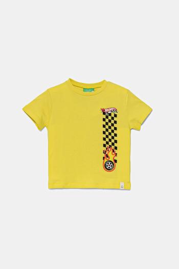 Detské bavlnené tričko United Colors of Benetton zelená farba, s potlačou, 3I1XG10I3