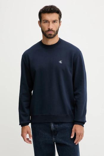 Bavlnená mikina Calvin Klein Jeans tmavomodrá farba, jednofarebná, LV04RC296G
