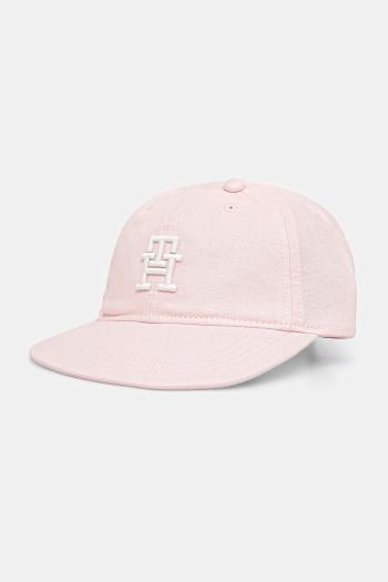 Detská bavlnená šiltovka Tommy Hilfiger ružová farba, jednofarebná, AU0AU01954