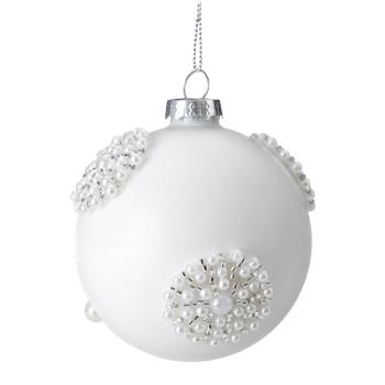 ArtFir Vianočná dekorácia GUĽA 496A | sklenená biela 8 cm