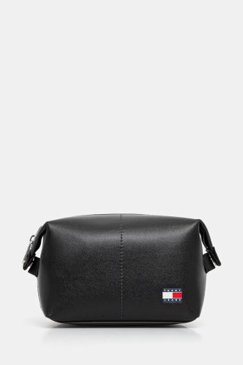 Kožená kozmetická taška Tommy Jeans čierna farba, AM0AM13412