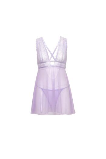 Svetlofialová babydoll košieľka s čipkou Stassi