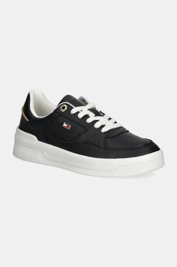 Kožené tenisky Tommy Hilfiger ESSENTIAL BASKET SNEAKER čierna farba, FW0FW08261