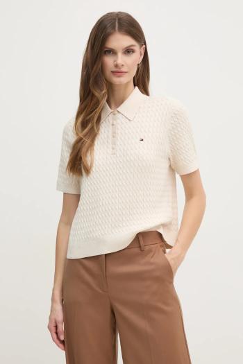Bavlnený sveter Tommy Hilfiger béžová farba, tenký, WW0WW43957