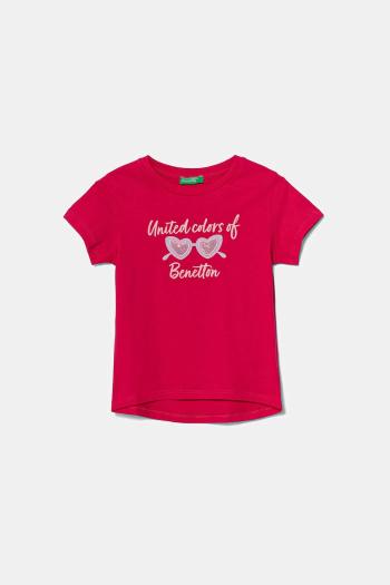 Detské bavlnené tričko United Colors of Benetton ružová farba, 3I1XG10JB