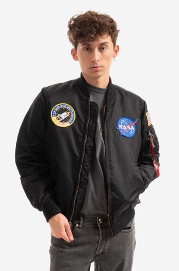 Bunda Alpha Industries MA-1 NASA 166107 03 pánska, čierna farba, prechodná