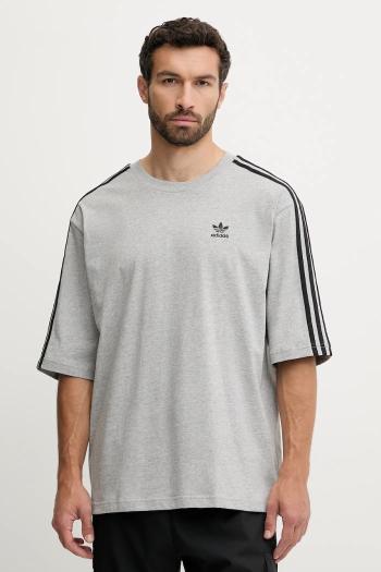 Bavlnené tričko adidas Originals Oversize Tee pánske, šedá farba, s nášivkou, JY1395