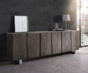 Komoda Live Edge 220 cm Akácia masív platina 6 dvierok