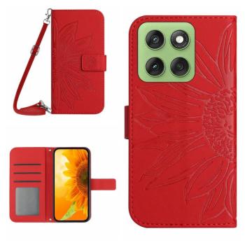 ART SUNFLOWER Peňaženkový obal so šnúrkou pre Motorola Edge 60 červený