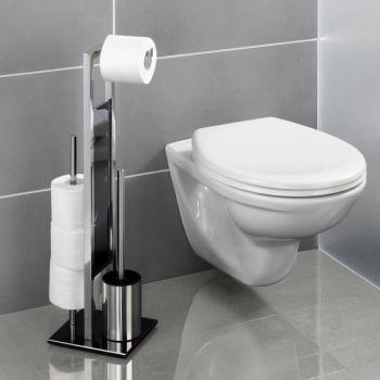 WENKO Rivalta WC organizér 3v1, nerez/černá