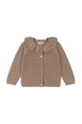 Detský sveter Konges Sløjd HOLIDAY KNIT CARDIGAN hnedá farba, tenký, KS101994