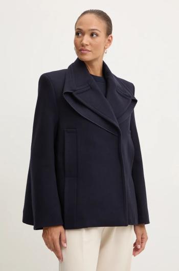Vlnený kabát Victoria Beckham tmavomodrá farba, prechodný, dvojradový, 1424WCT005790A