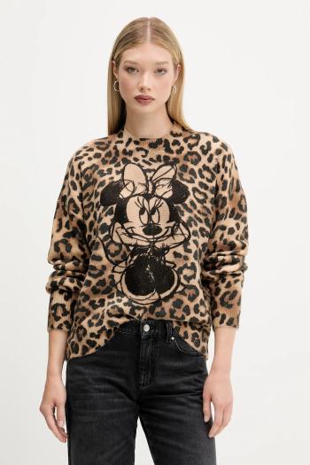Sveter Desigual MINNIE hnedá farba, ľahký, 25WWJF43