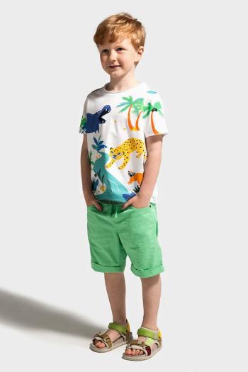Detské bavlnené šortky Coccodrillo zelená farba, nastaviteľný pás TROPICAL STORY BOY KIDS