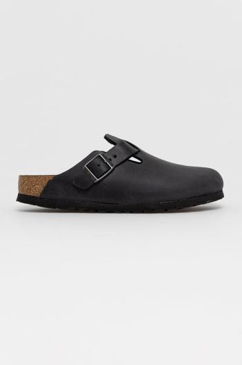 Kožené šľapky Birkenstock Boston dámske, čierna farba, 59463