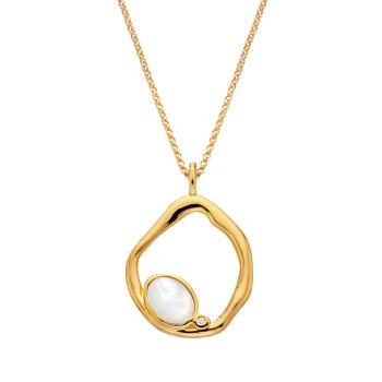 Hot Diamonds Pozlátený náhrdelník s perleťou a diamantom Gemstones DP1023 (retiazka, prívesok)