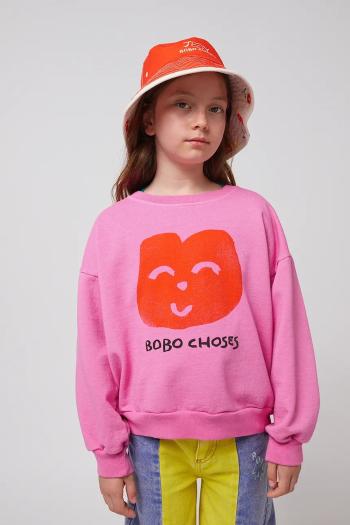 Detská mikina Bobo Choses Joyful Face ružová farba, s potlačou, 125AC033