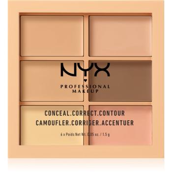 NYX Professional Makeup Conceal. Correct. Contour korekčná a kontúrovacia paletka odtieň 01 Light 6 x 1.5 g