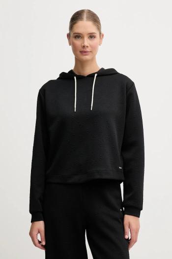 Mikina Guess PEONY čierna farba, s kapucňou, jednofarebná, V5YQ04 KBSL2