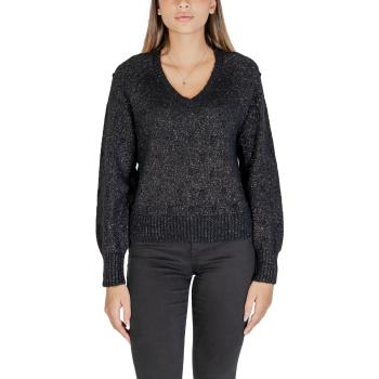 Vila  VITULI L/S V-NECK GLITER KNIT TOP/PB 14098057  Svetre Čierna