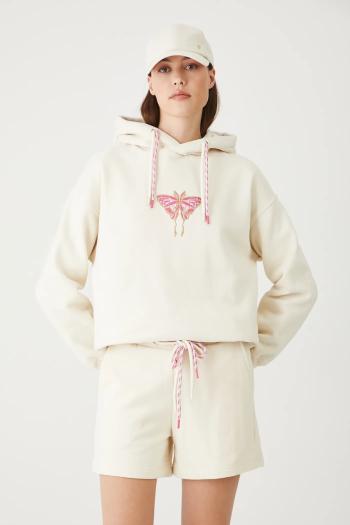 Teplákové šortky Medicine béžová farba, medium waist