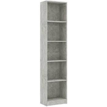Shumee s 5 policami betónovo sivá 40 × 24 × 175 cm drevotrieska, 800850