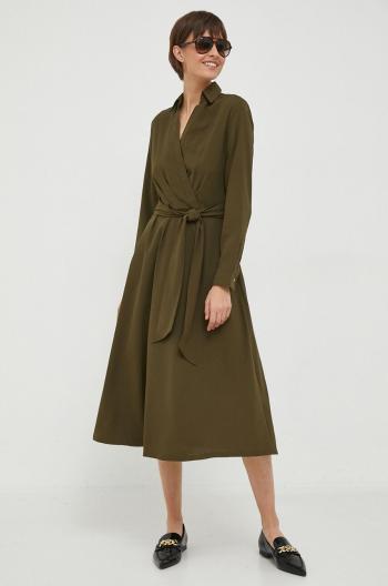 Šaty Lauren Ralph Lauren zelená farba, midi, áčkový strih, 250853337