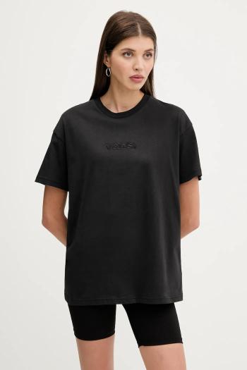 Bavlnené tričko Vans dámske, čierna farba, VN000RANBLK1