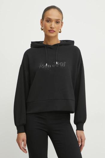 Mikina Armani Exchange dámska, čierna farba, s kapucňou, s potlačou, XW000094 AF10804