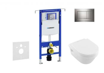 GEBERIT - Duofix Modul na závesné WC s tlačidlom Sigma30, lesklý chróm/chróm mat + Villeroy Boch - WC a doska, DirectFlush, SoftClose, CeramicPlus 111.355.00.5 NB6