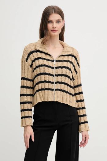 Bavlnený kardigán Dkny zelená farba, DJ5R0614