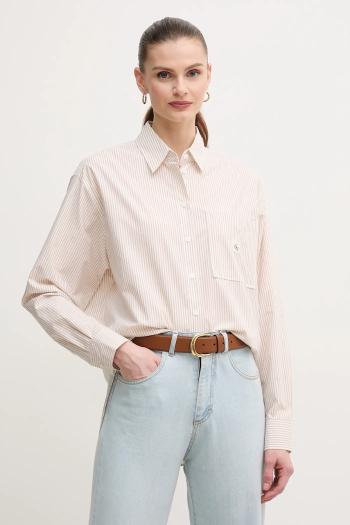 Bavlnená košeľa Calvin Klein Jeans dámska, ružová farba, voľný strih, s klasickým golierom, J20J224436