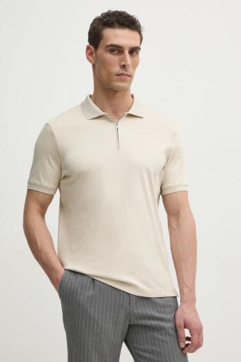 Bavlnené polo tričko Calvin Klein béžová farba, jednofarebný