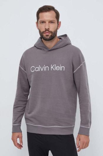 Bavlnená mikina Calvin Klein Underwear šedá farba, s kapucňou, s nášivkou