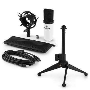 Auna MIC-900WH V1, USB mikrofónová sada, biely kondenzátorový mikrofón + stolný statív