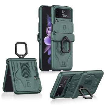 GKK CAMSHIELD Ochranný kryt pre Samsung Galaxy Z Flip 3 5G zelený