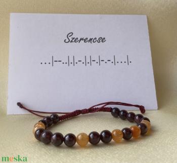 Személyre szabott ásvány Morze karkötő 6 mm