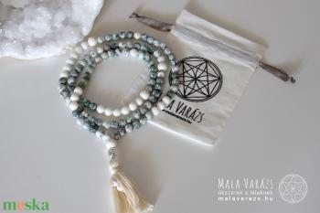 Fa Achát, Magnezit Mala, Imafüzér, Imagyöngy - Mala Varázs -Mala készítés, egyedi Mala tervezés - Kézműves Mala termékek