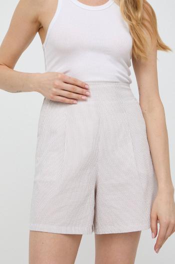 Bavlnené šortky Max Mara Leisure béžová farba,vzorované,vysoký pás,2416141038600
