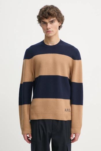 Vlnený sveter A.P.C. pull edwardo pánsky, tmavomodrá farba, WVBDL.H23364